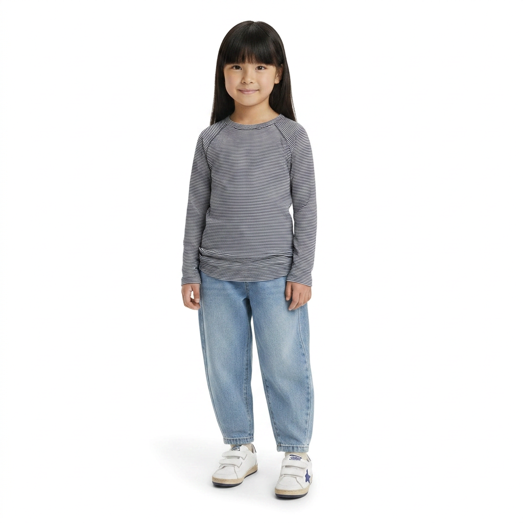 PETIT BATEAU - T-shirt à manches longues bleu et blanc à rayures en laine - 6 ans