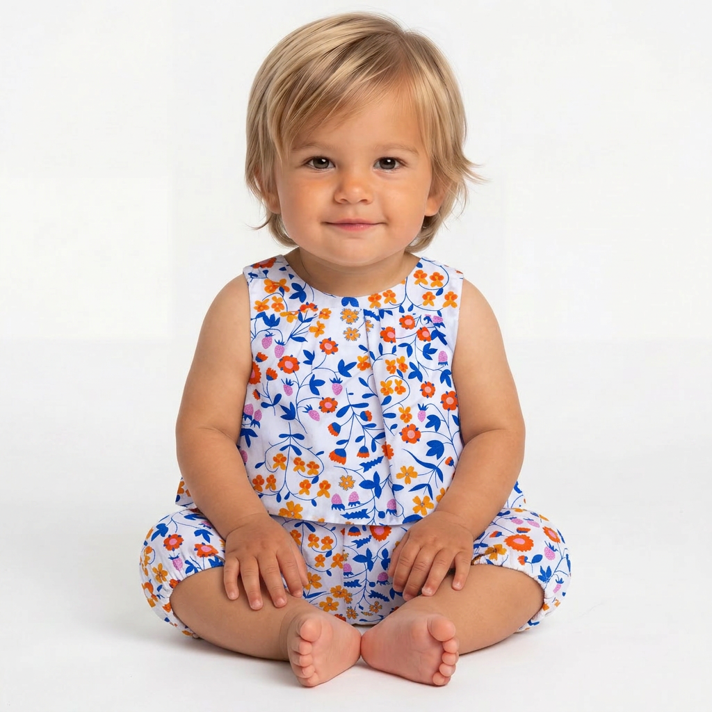 JACADI - ROBE - BLANC, BLEU - 12 MOIS