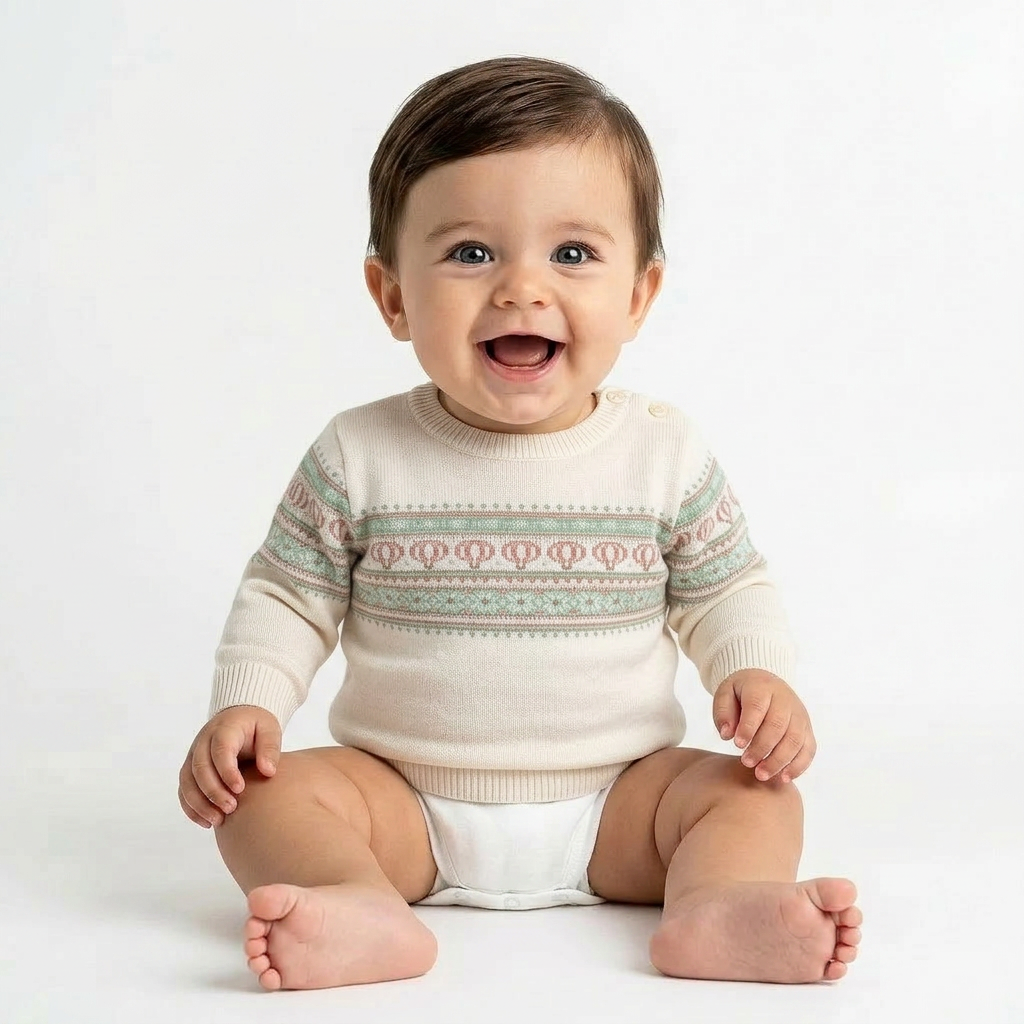 HARRODS - PULL - BLANC, VERT - 12 MOIS