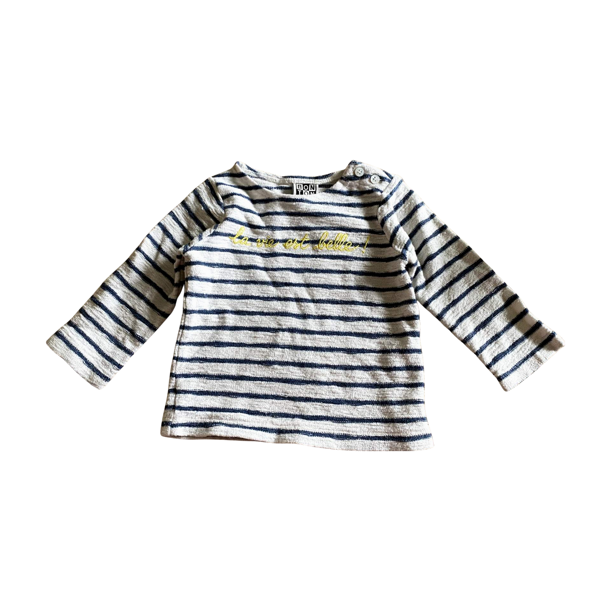 BONTON - T-SHIRT - BLEU, BLANC - 6 MOIS