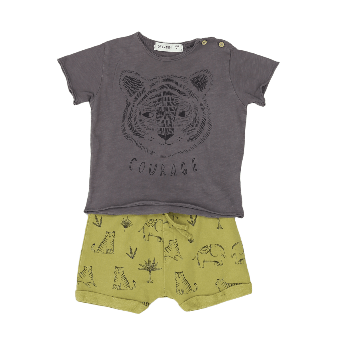 DEAR MINI - ENSEMBLE - GRIS, JAUNE - 12 MOIS