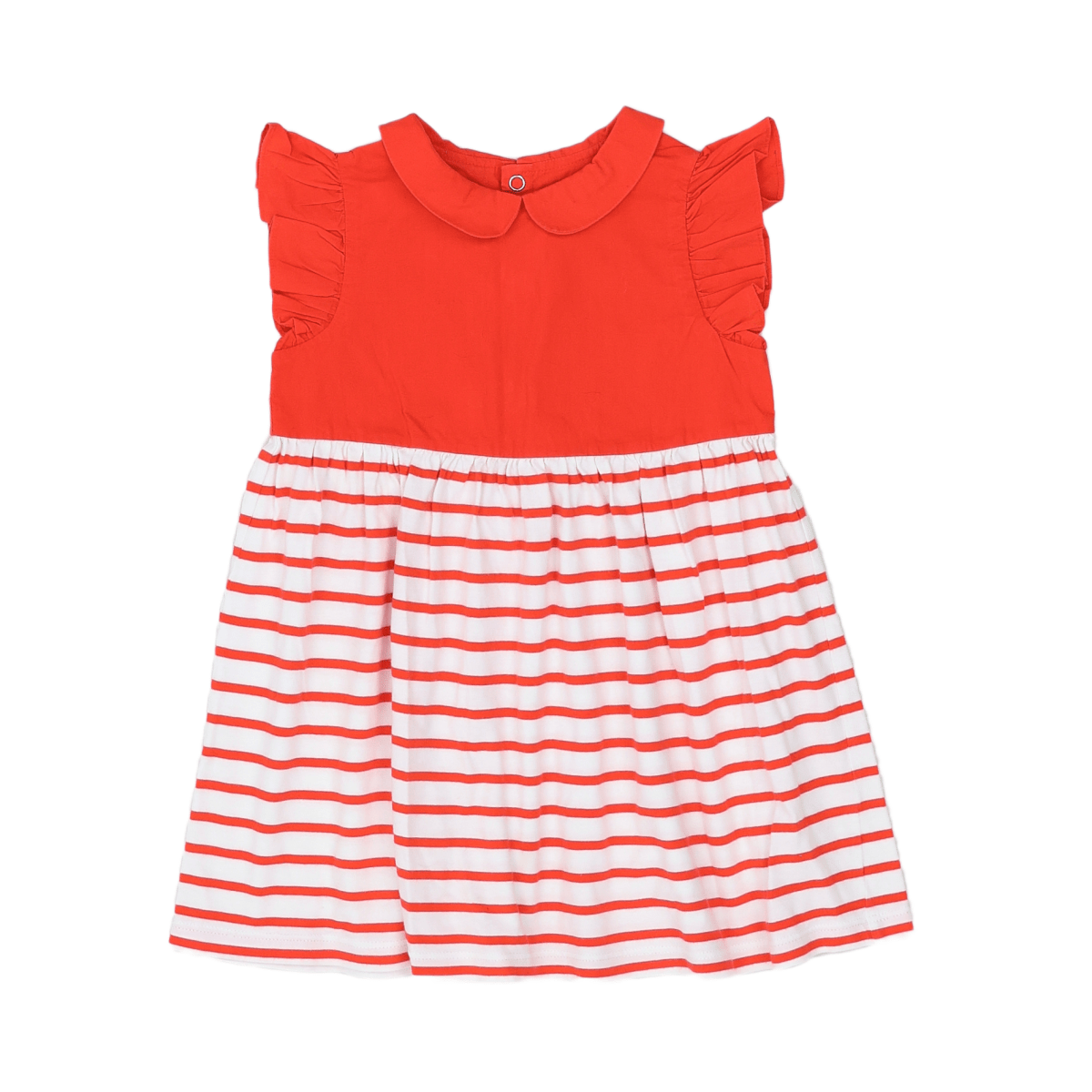 JACADI - DRESS - ORANGE, WHITE - 24 MONTHS