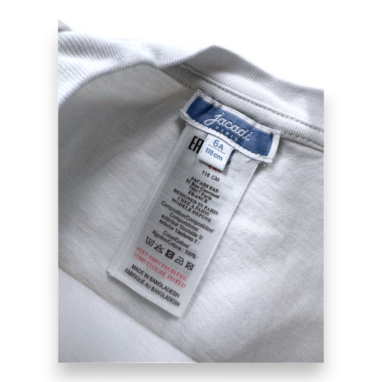 JACADI - T-SHIRT - WHITE - 6 YEARS