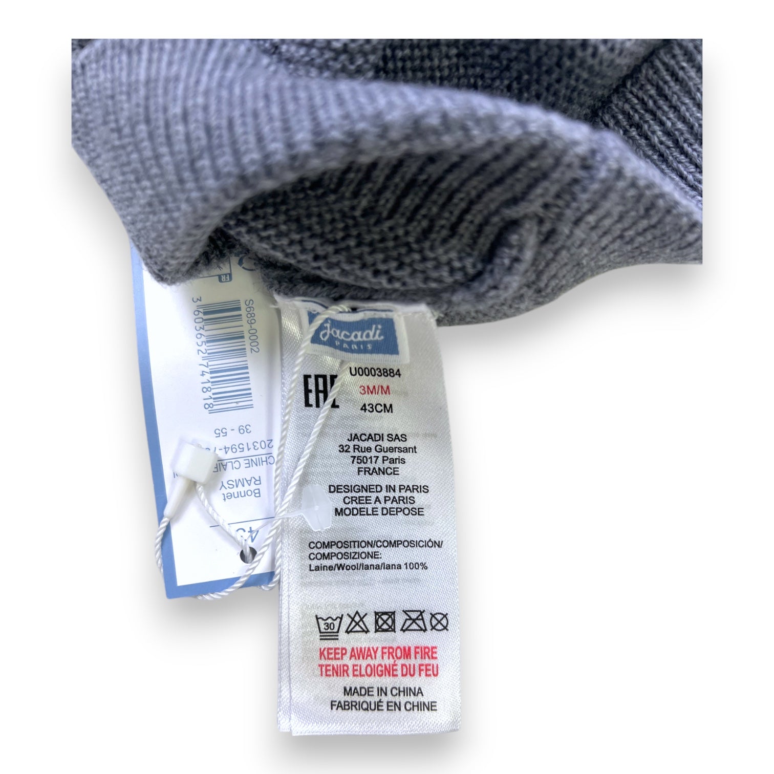 JACADI - MÜTZE - GRAU - 3 MONATE