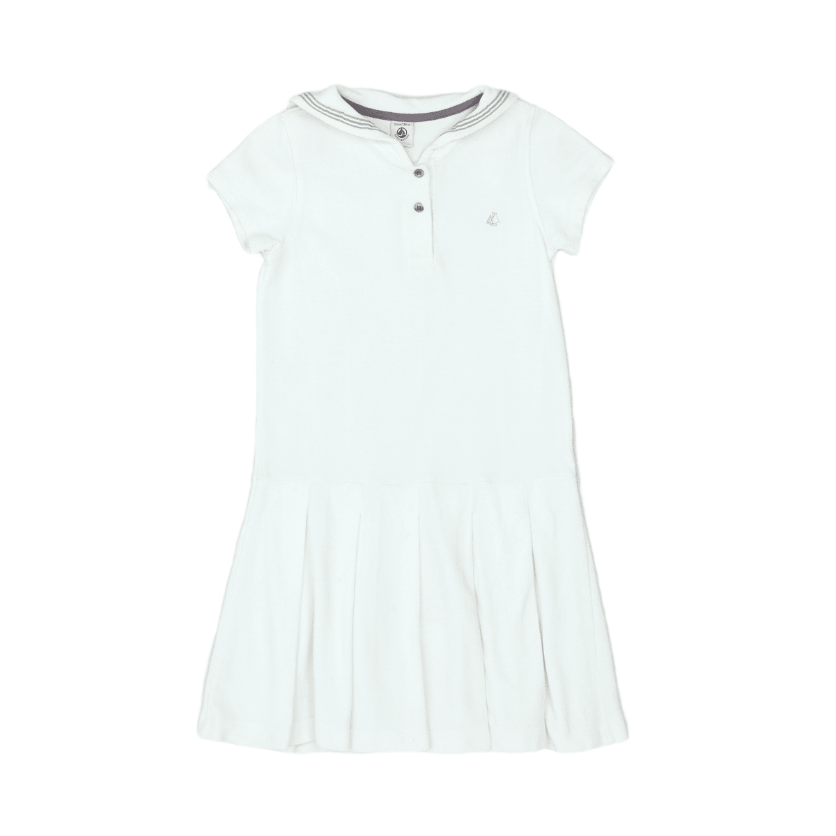 PETIT BATEAU - DRESS - WHITE - 10 YEARS