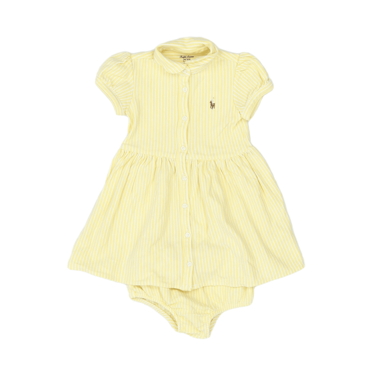 RALPH LAUREN - ROBE - JAUNE, BLANC - 18 MOIS