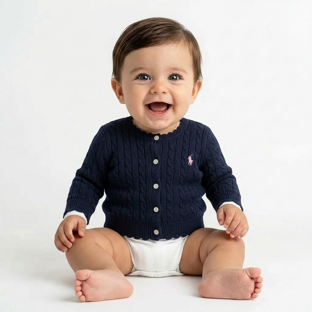 RALPH LAUREN - CARDIGAN - BLEU - 6 MOIS