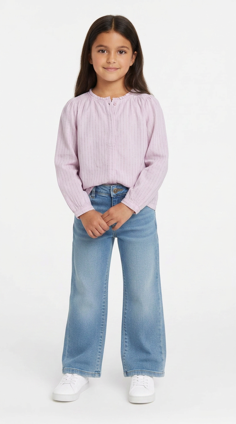 CYRILLUS - Pink blouse with gold stripes - 6 years