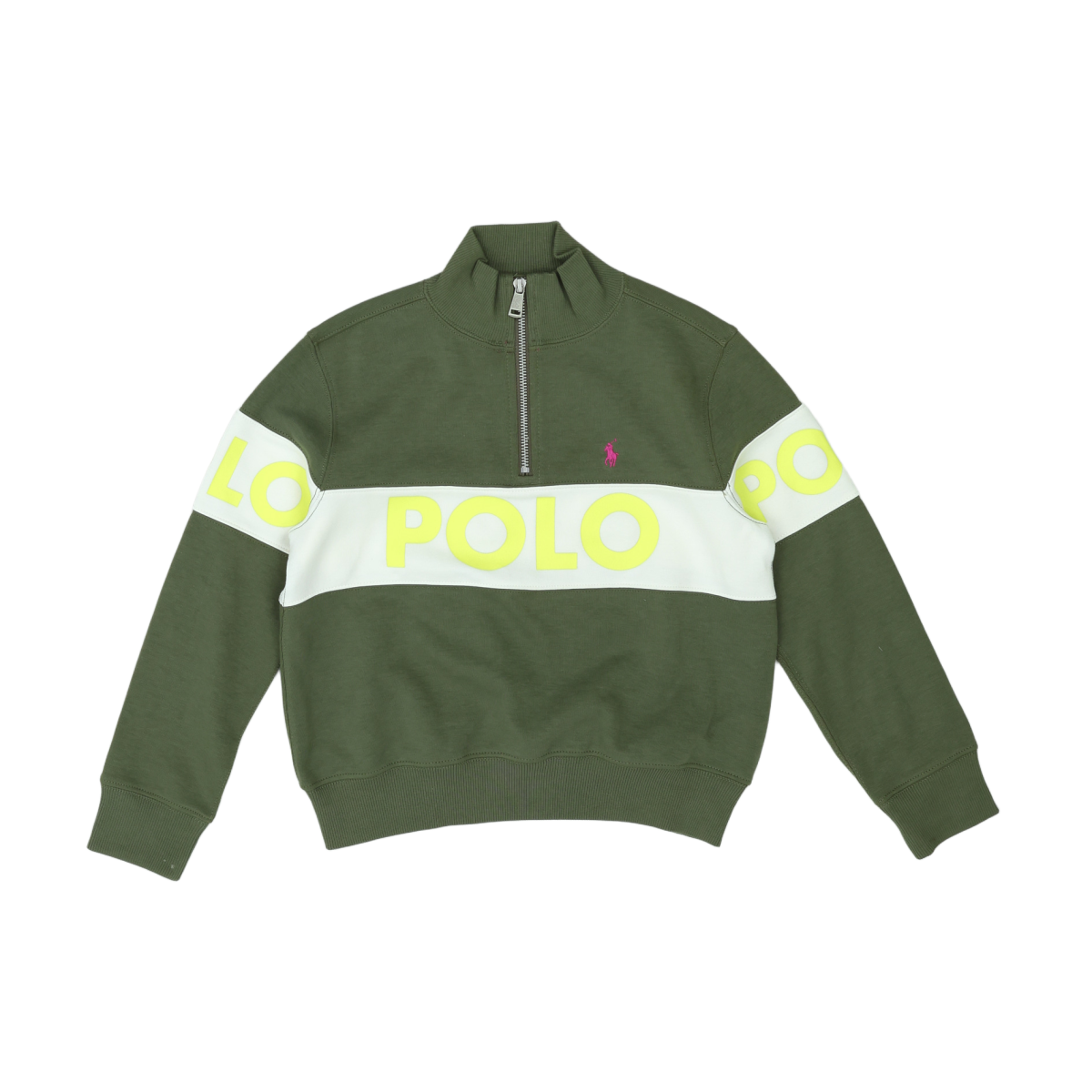 RALPH LAUREN - PULL - VERT, BLANC - 8 ANS