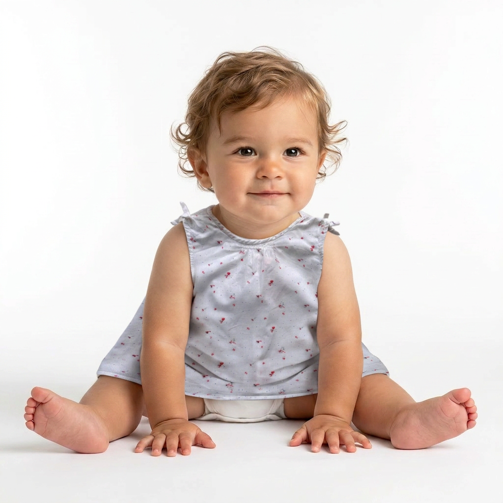 BONPOINT - Robe blanche à fleurs à manches courtes - 3 mois