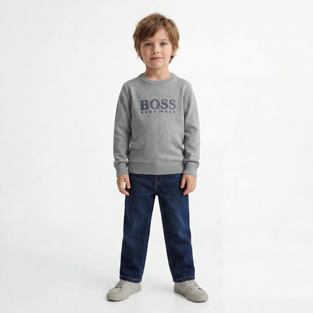 HUGO BOSS - PULL - GRIS - 6 ANS