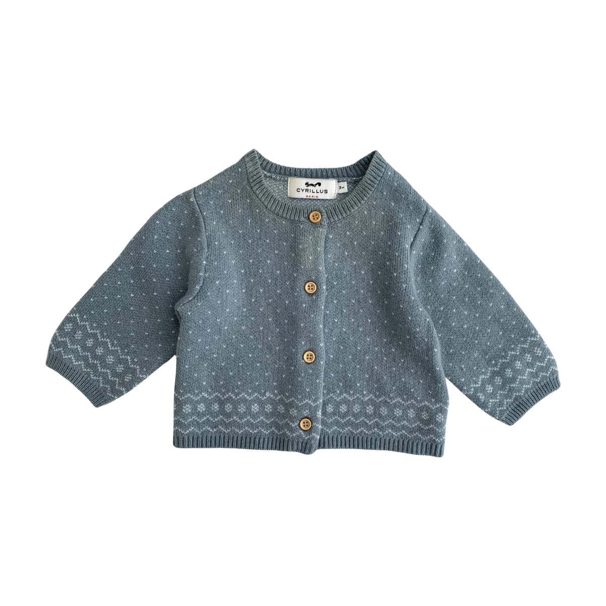 CYRILLUS - CARDIGAN - VERT - 3 MOIS