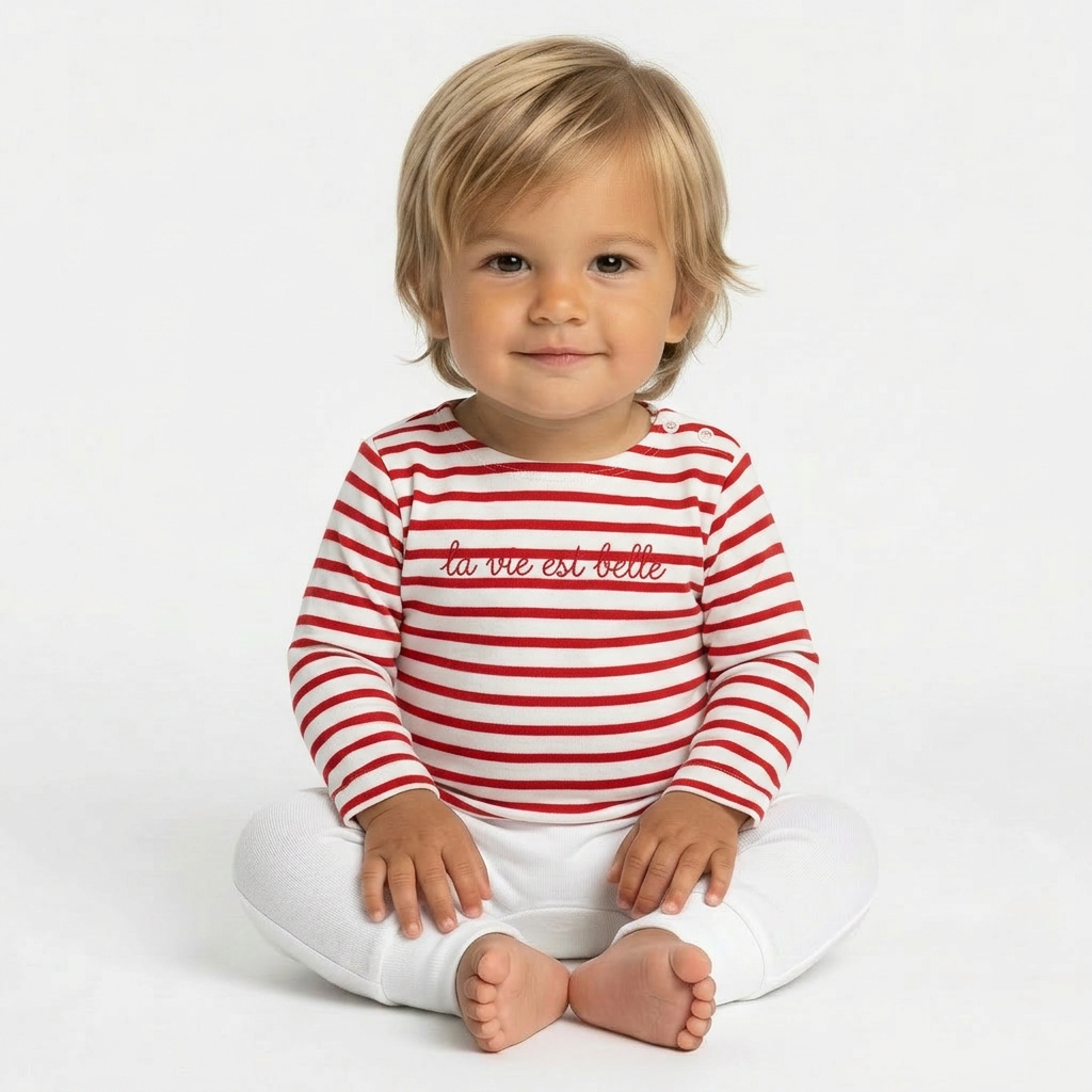 BONTON - T-SHIRT - BLANC, ROUGE - 12 MOIS