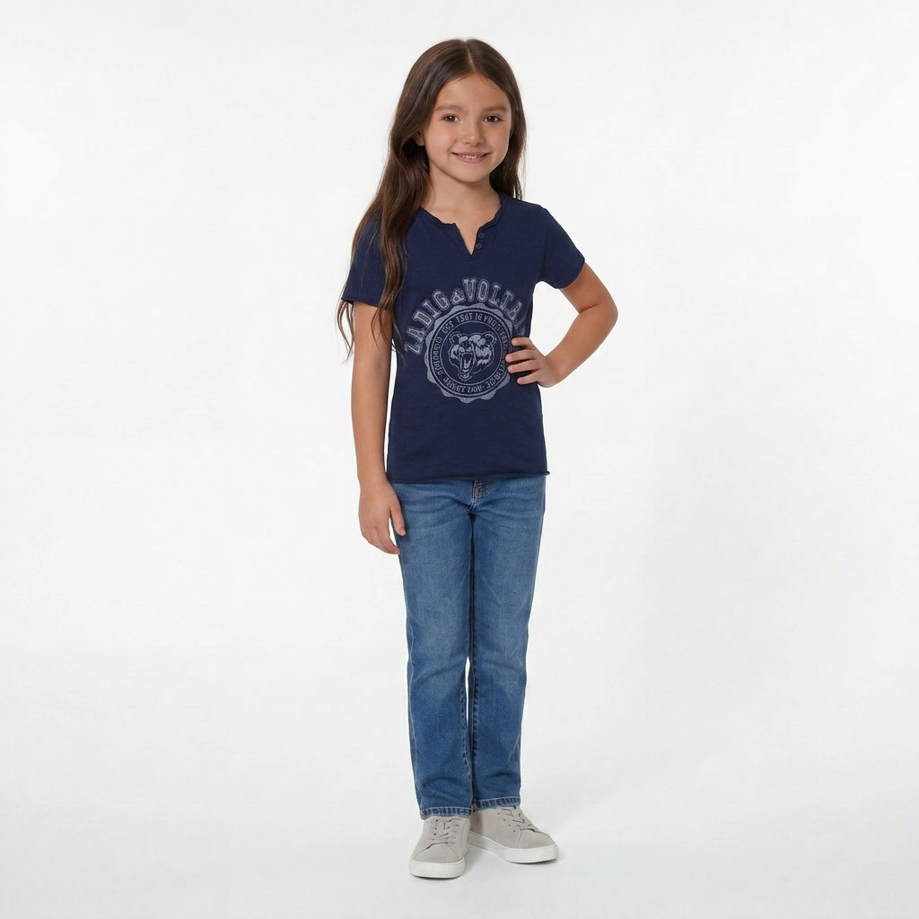 ZADIG & VOLTAIRE - T-SHIRT - BLEU - 8 ANS
