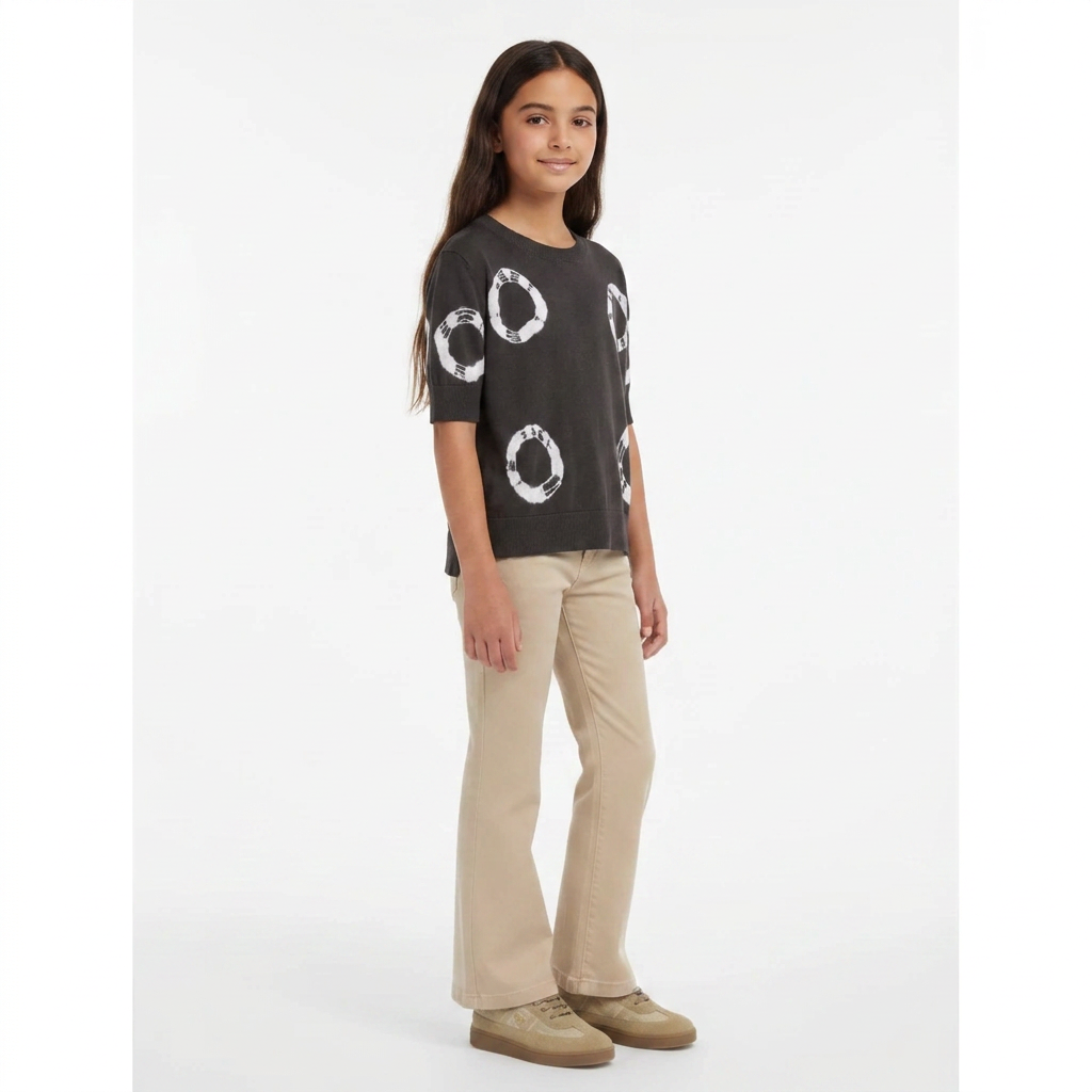 BONPOINT - T-shirt marron à motifs blanc - 8 ans