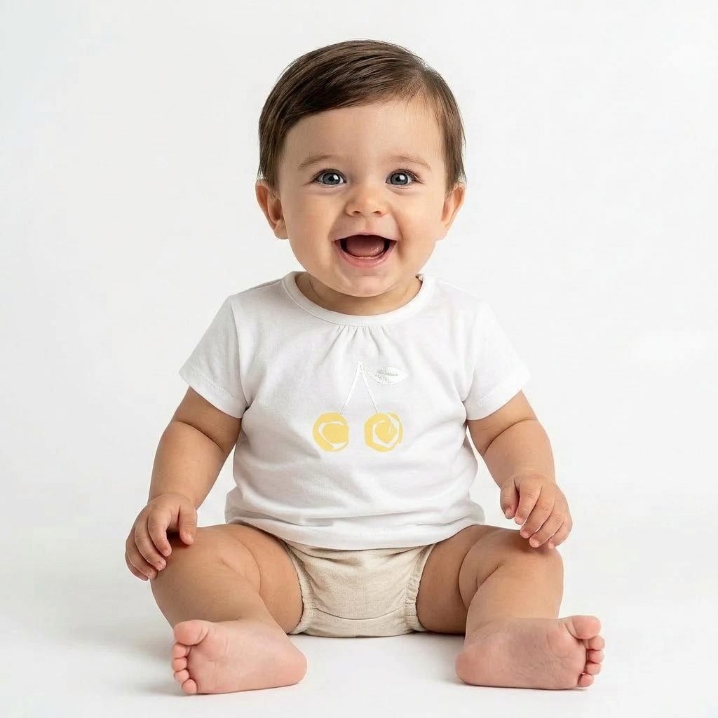 BONPOINT - T-SHIRT - WEISS, GOLD - 12 MONATE