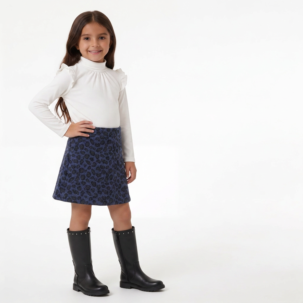 BELLEROSE - Blue and black leopard skirt - 4 years