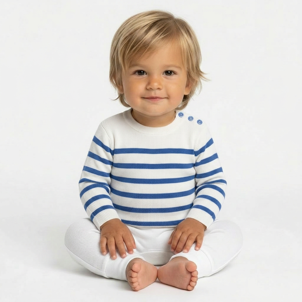 ACANTHE - PULL - BLANC, BLEU - 12 MOIS