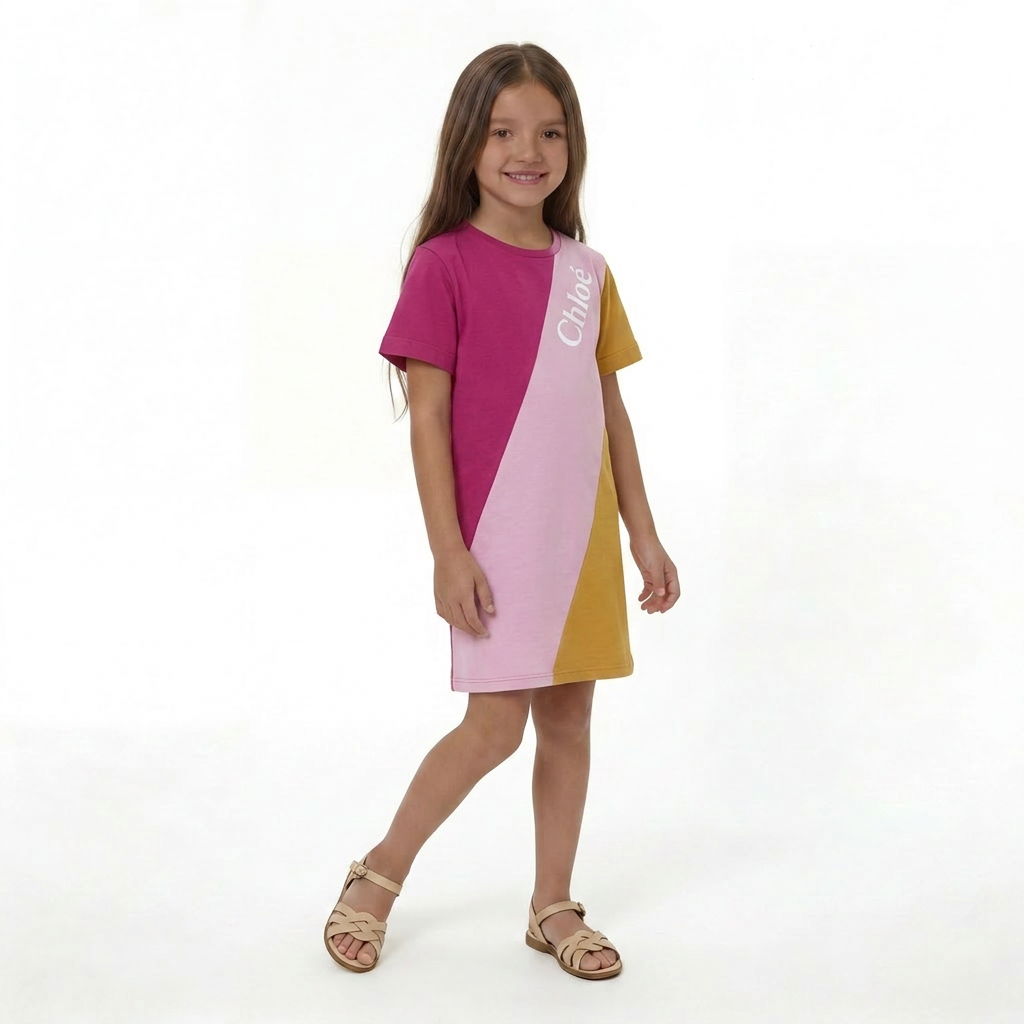 CHLOÉ - ROBE - ROSE, ORANGE - 12 ANS