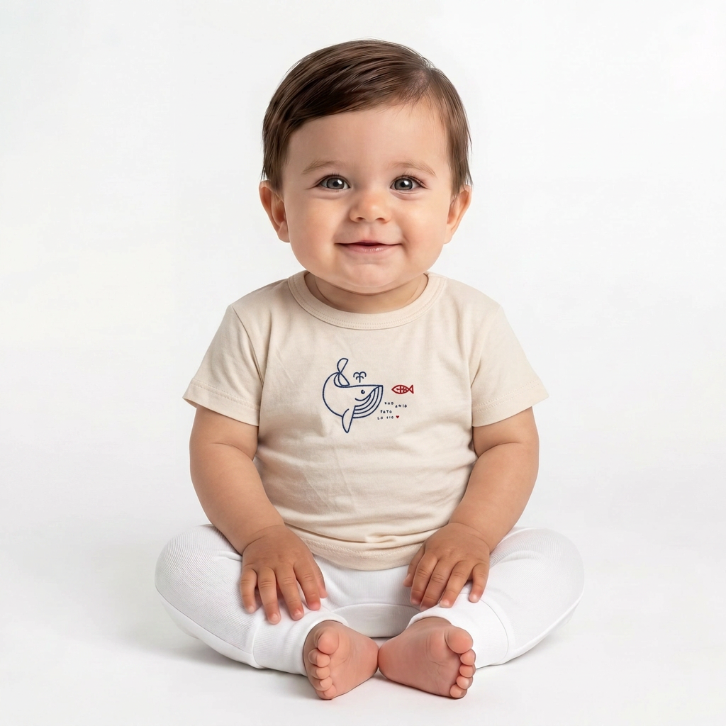 PETIT BATEAU - Beiges T-Shirt mit Aufdruck - 6 Monate