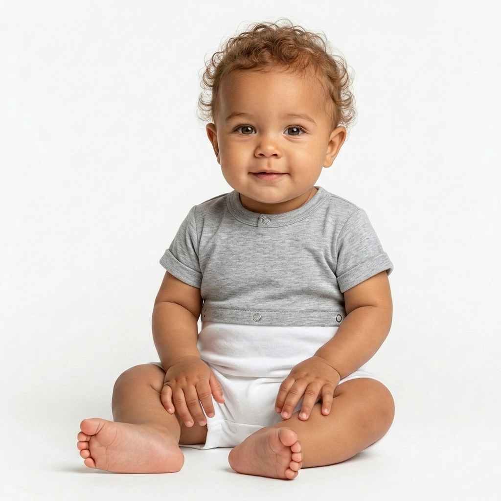 JACADI - COMBINAISON - BLANC, GRIS - 6 MOIS