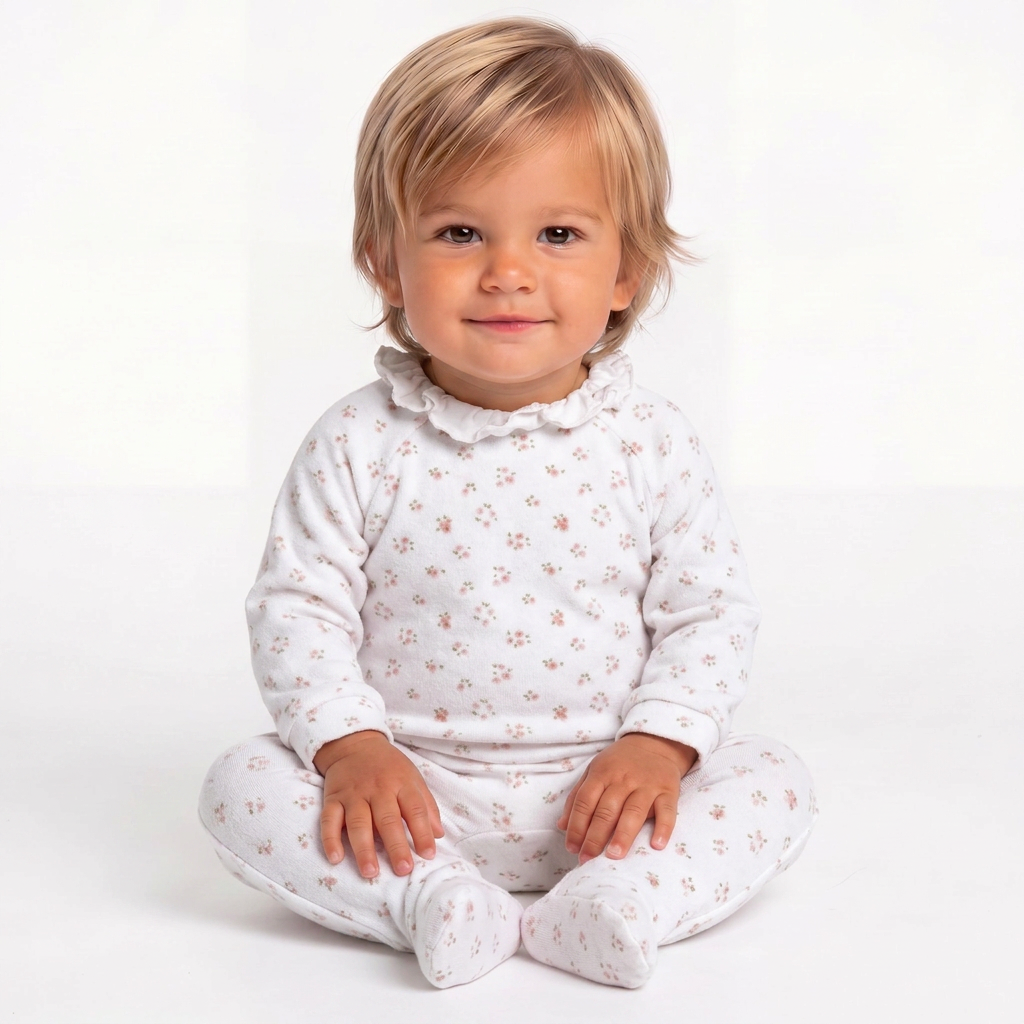 CYRILLUS - Langärmliger Jumpsuit mit Blumenmuster - 1 Monat