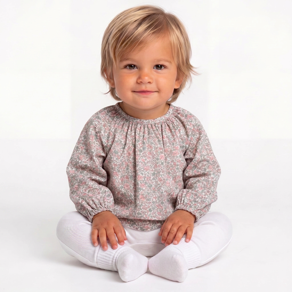 BONPOINT - Weiße Bluse mit Blumenmuster - 6 Monate