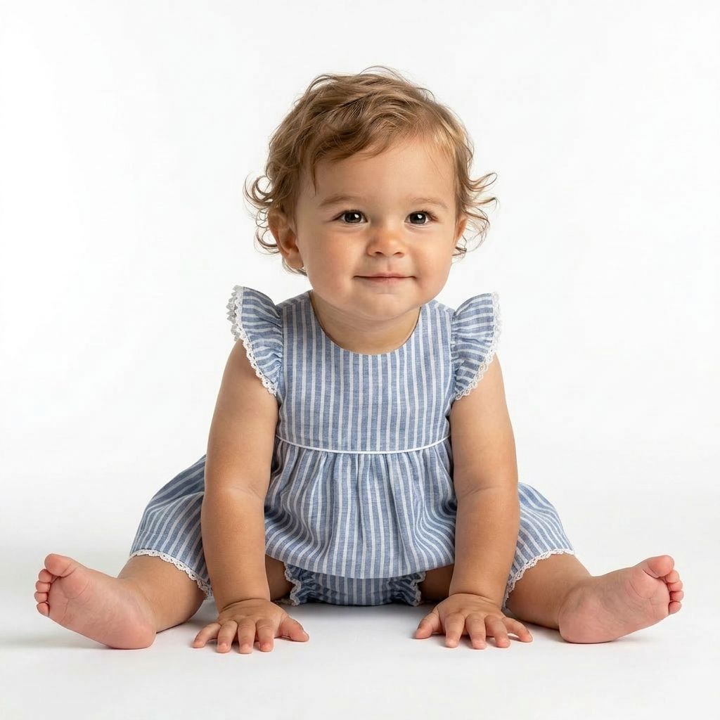 TWIN & CHIC - ROBE - BLANC, BLEU - 3 MOIS