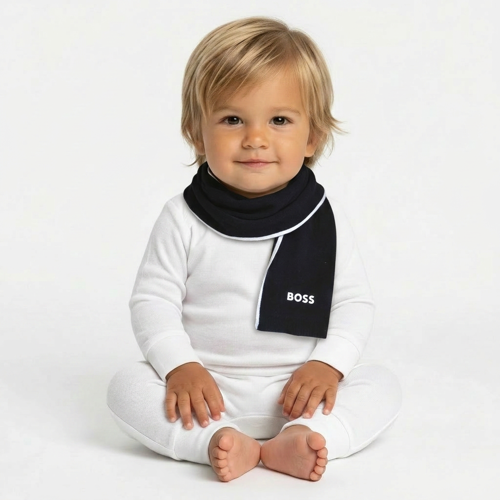 HUGO BOSS - ECHARPE - NOIR, GRIS - 6 MOIS