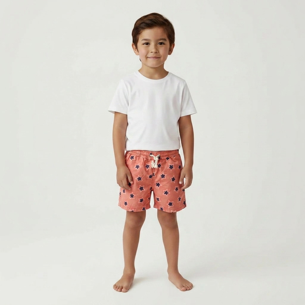 BÚHO - SHORT DE BAIN - ORANGE, BLEU - 6 ANS