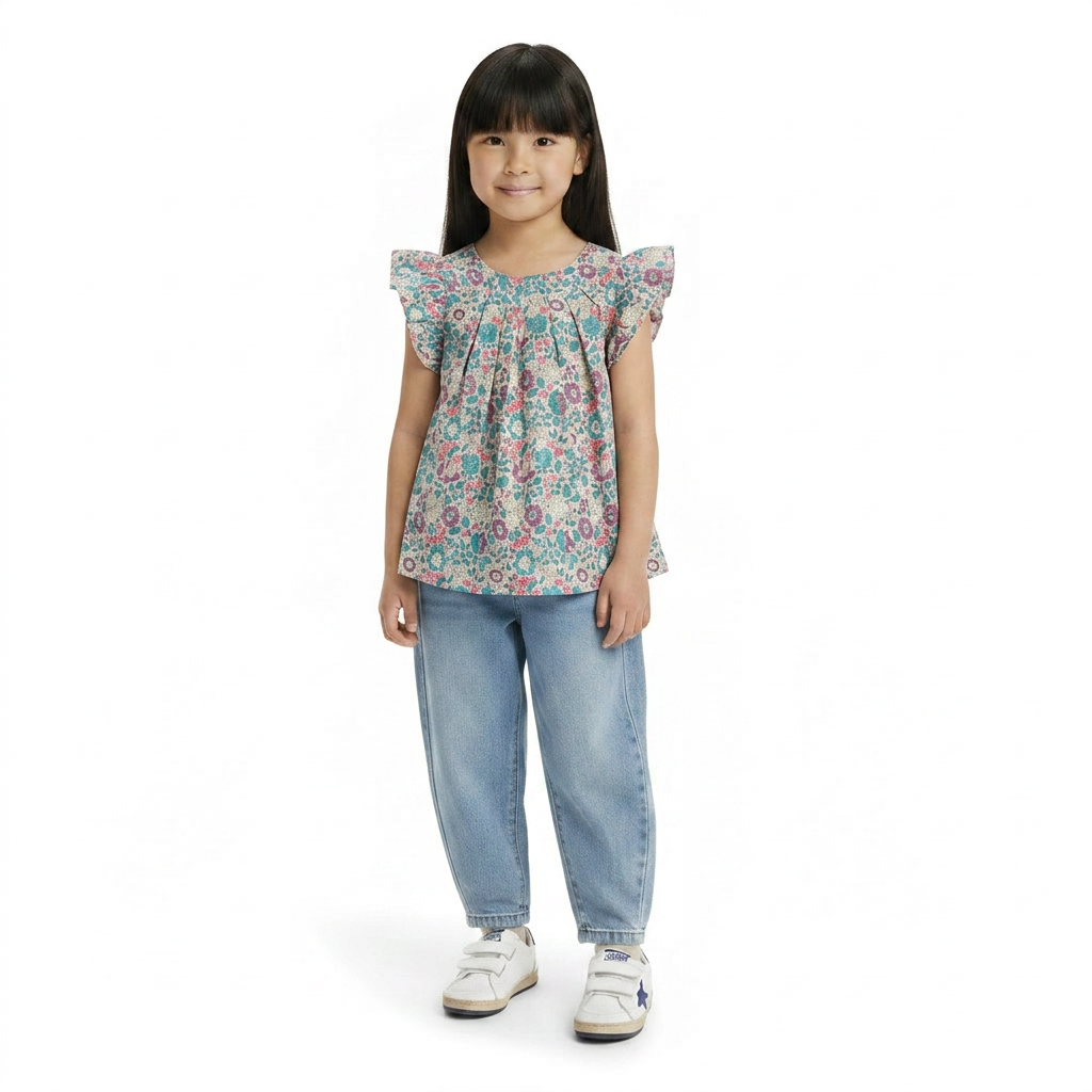 JACADI - BLOUSE - ROSE, BLEU - 6 ANS