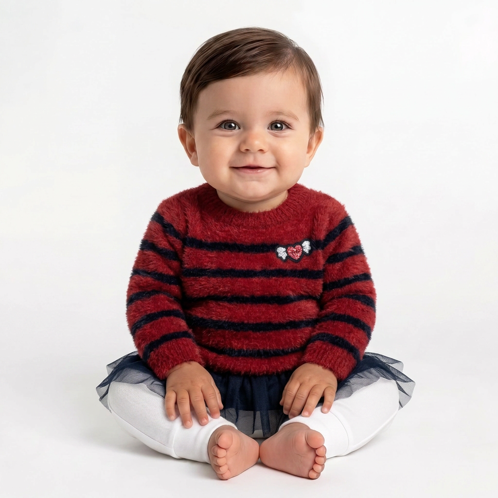 IKKS - Robe pull rouge et bleue à rayures - 6 mois
