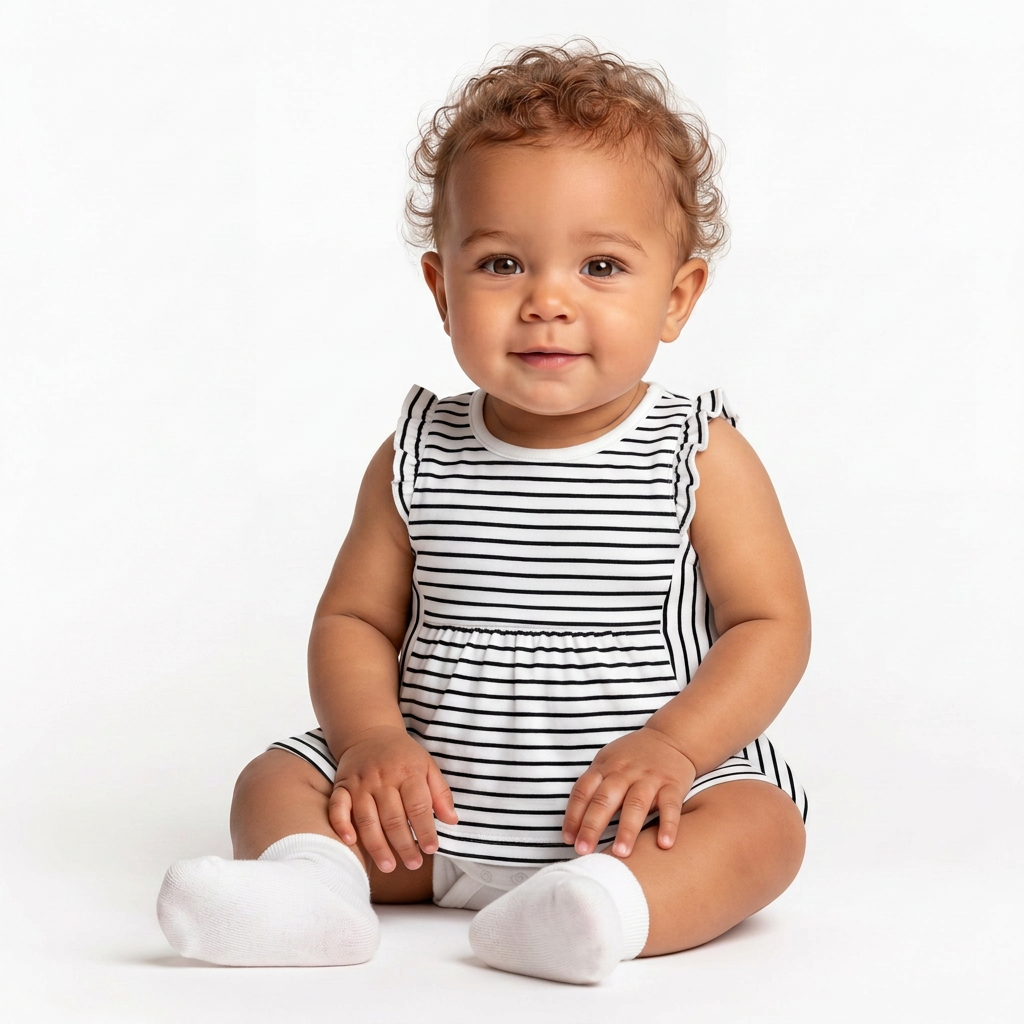 PETIT BATEAU - Robe blanche et bleue à rayures avec body - 3 mois