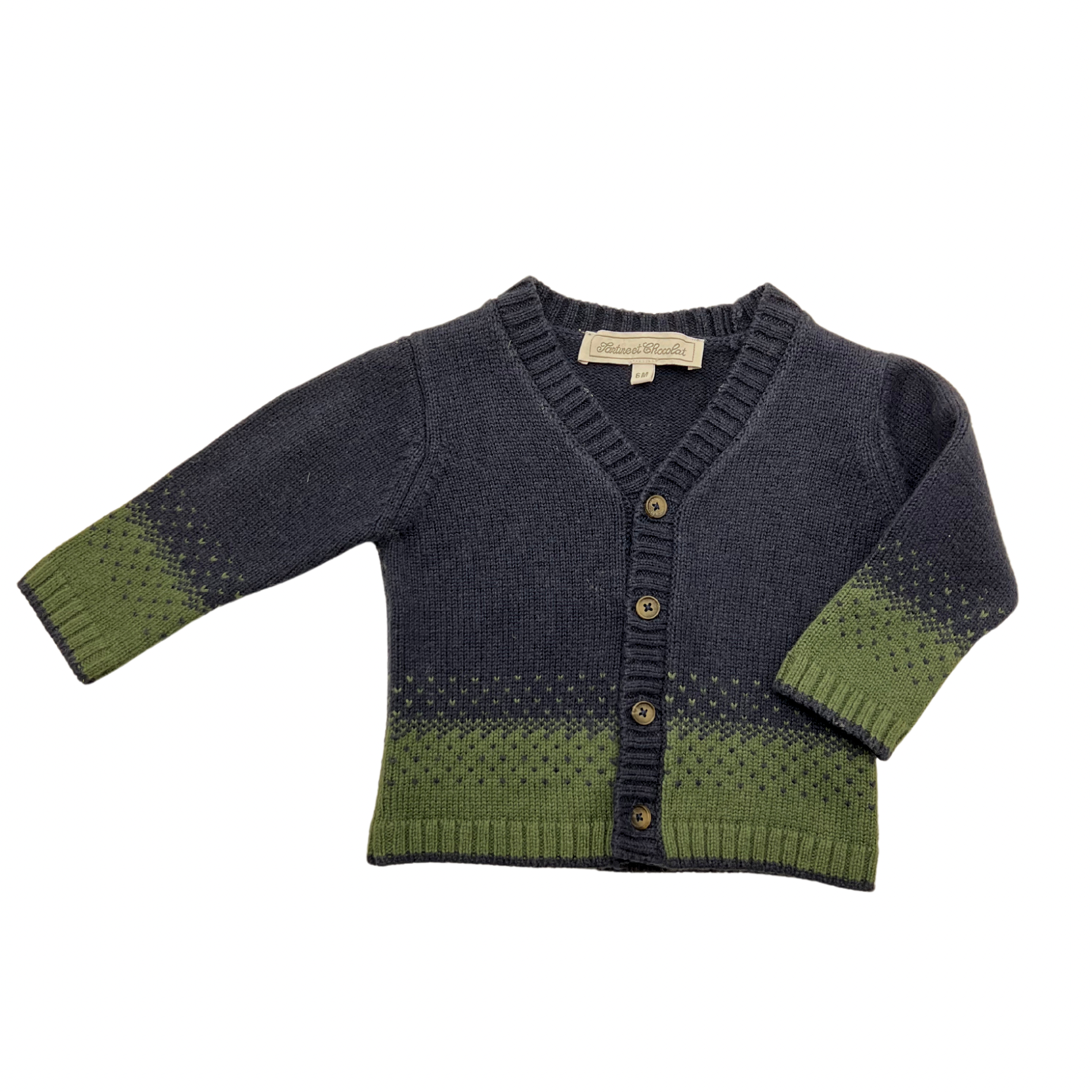 TARTINE & CHOCOLAT - Cardigan bleu et kaki - 6 mois