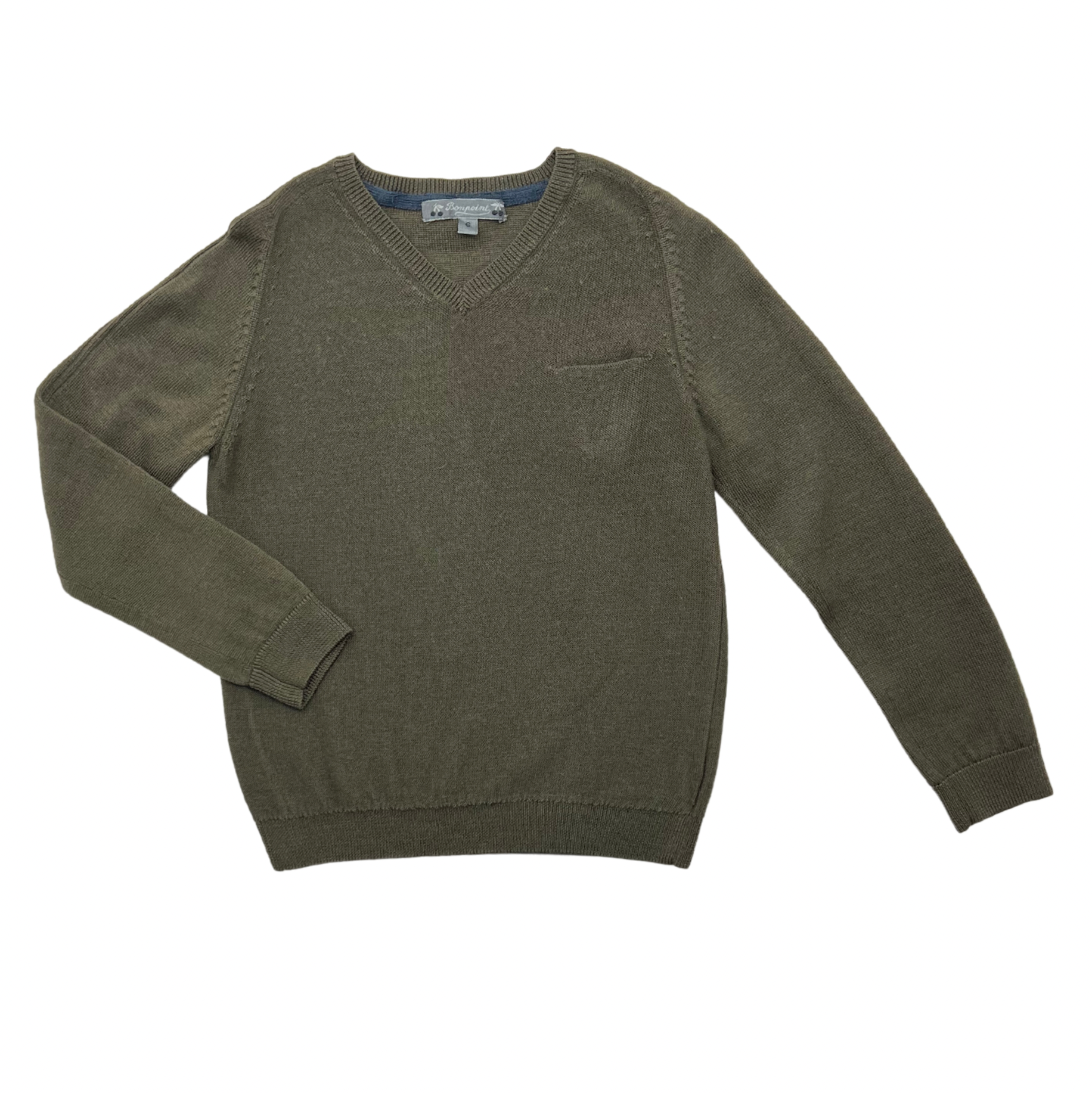 BONPOINT - Wollpullover in Khaki - 6 Jahre alt