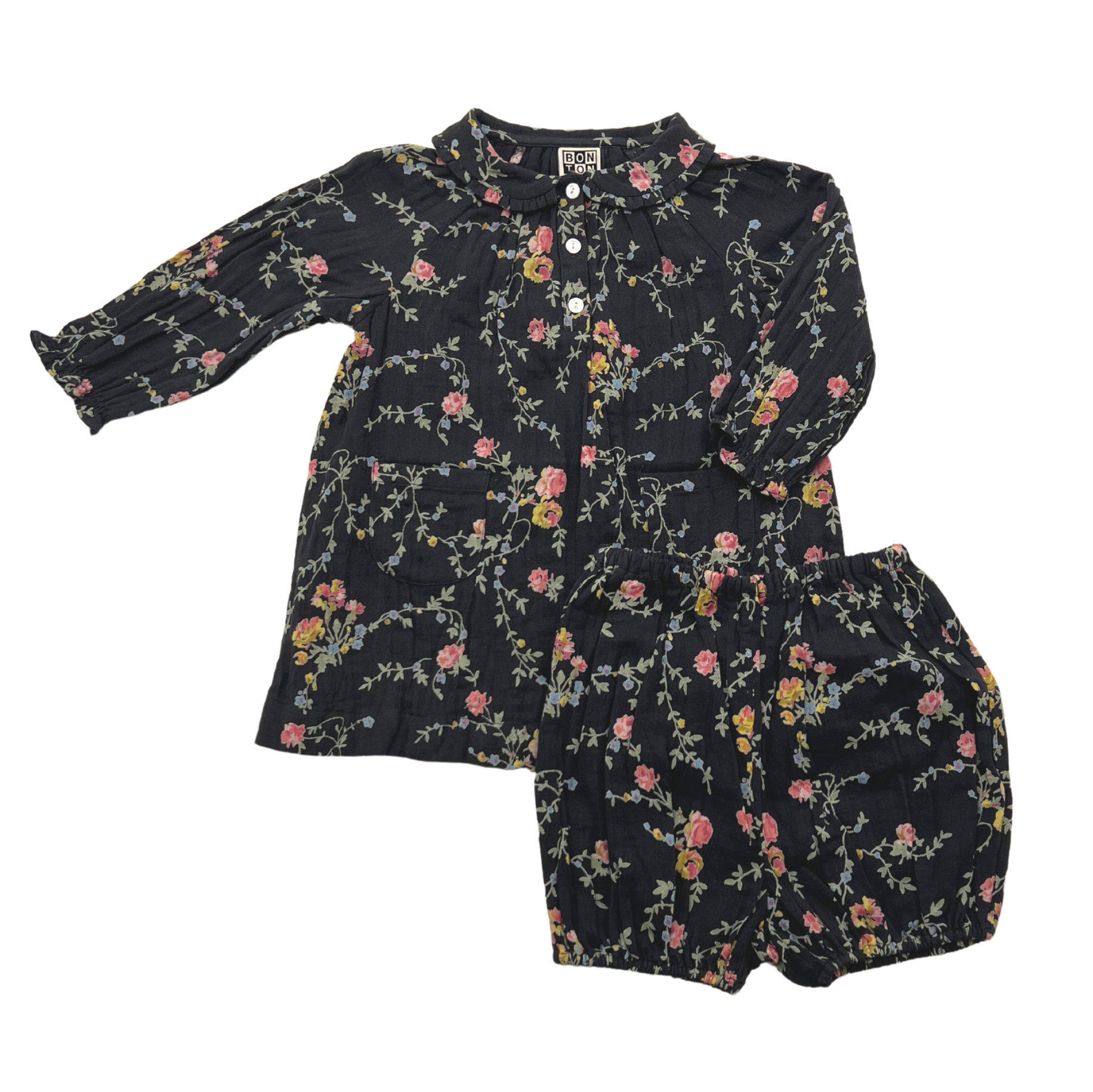 BONTON - Ensemble blouse & bloomer à fleur - 6 mois