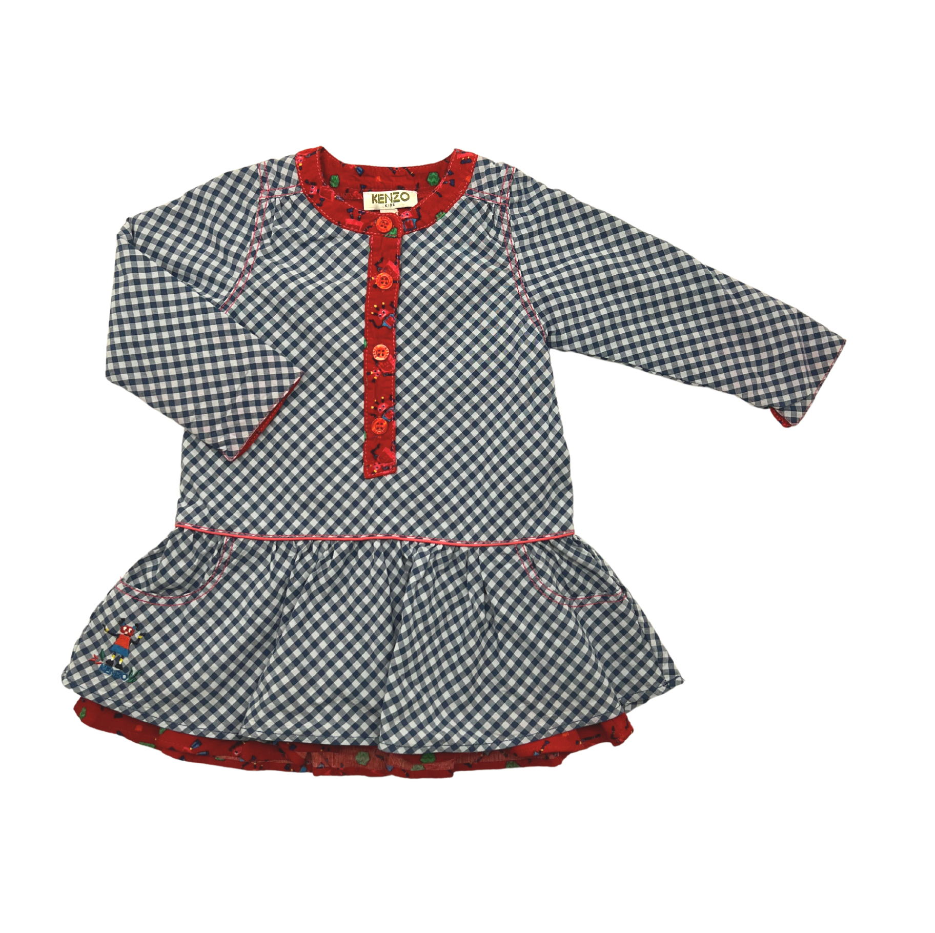 KENZO - Robe en vichy noir et blanc - 1 an