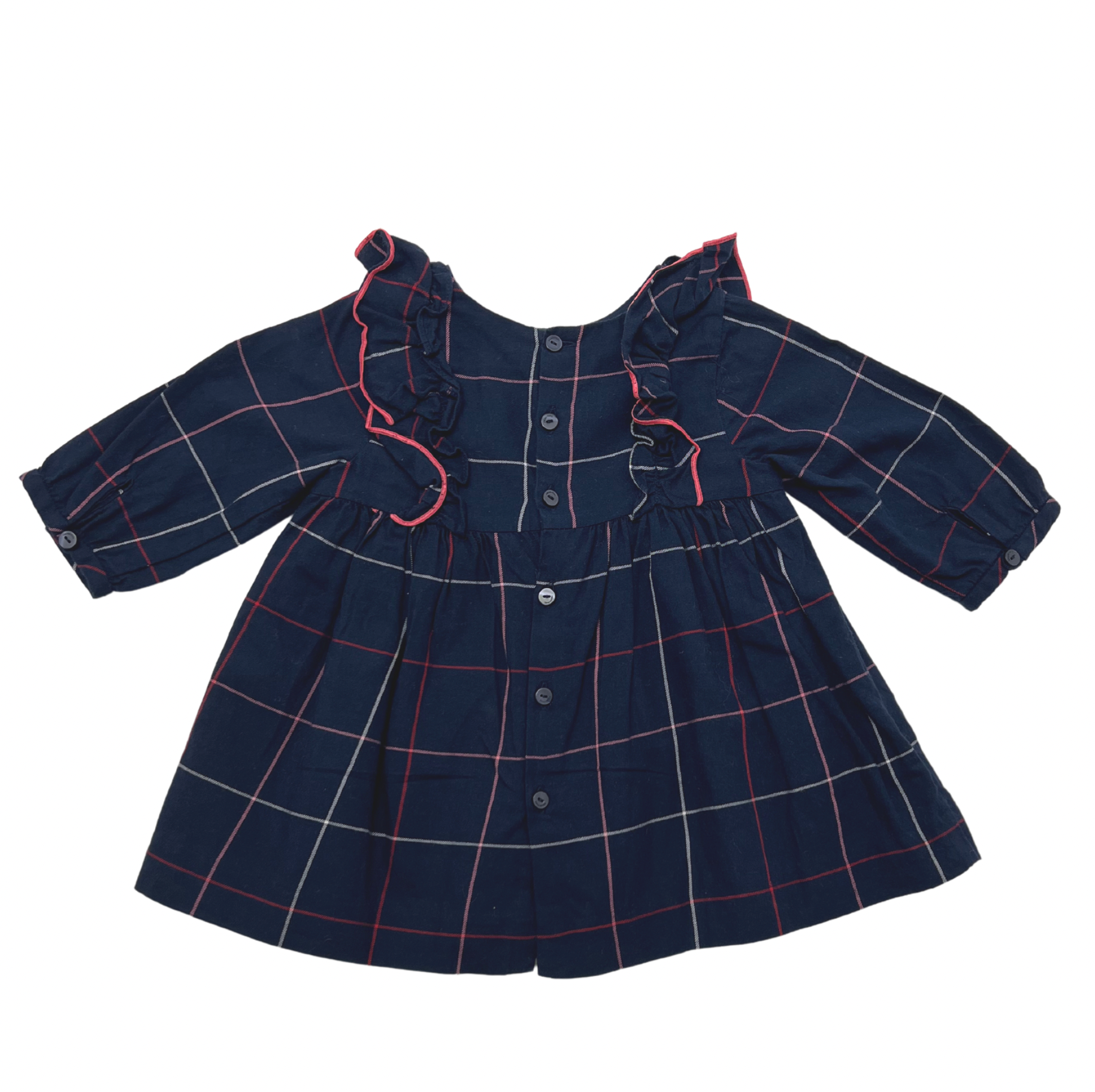 JACADI - Robe bleue marine à carreaux - 6 mois