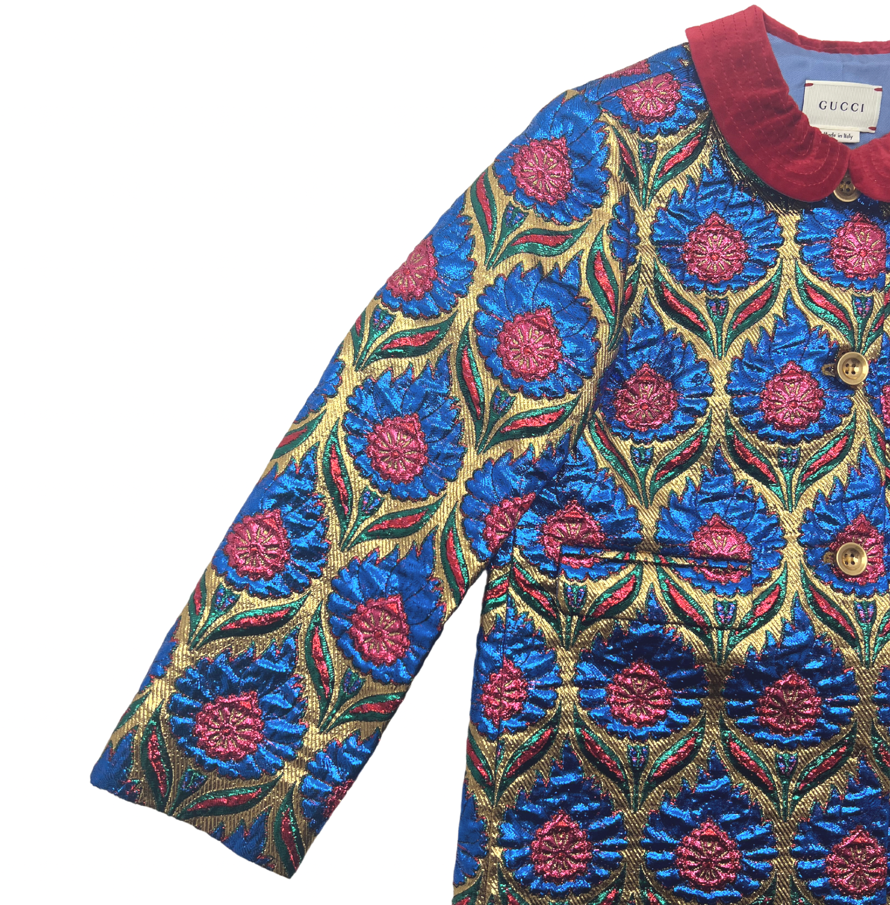 GUCCI - Straight jacket with flower patterns and velvet collar - 3 years old