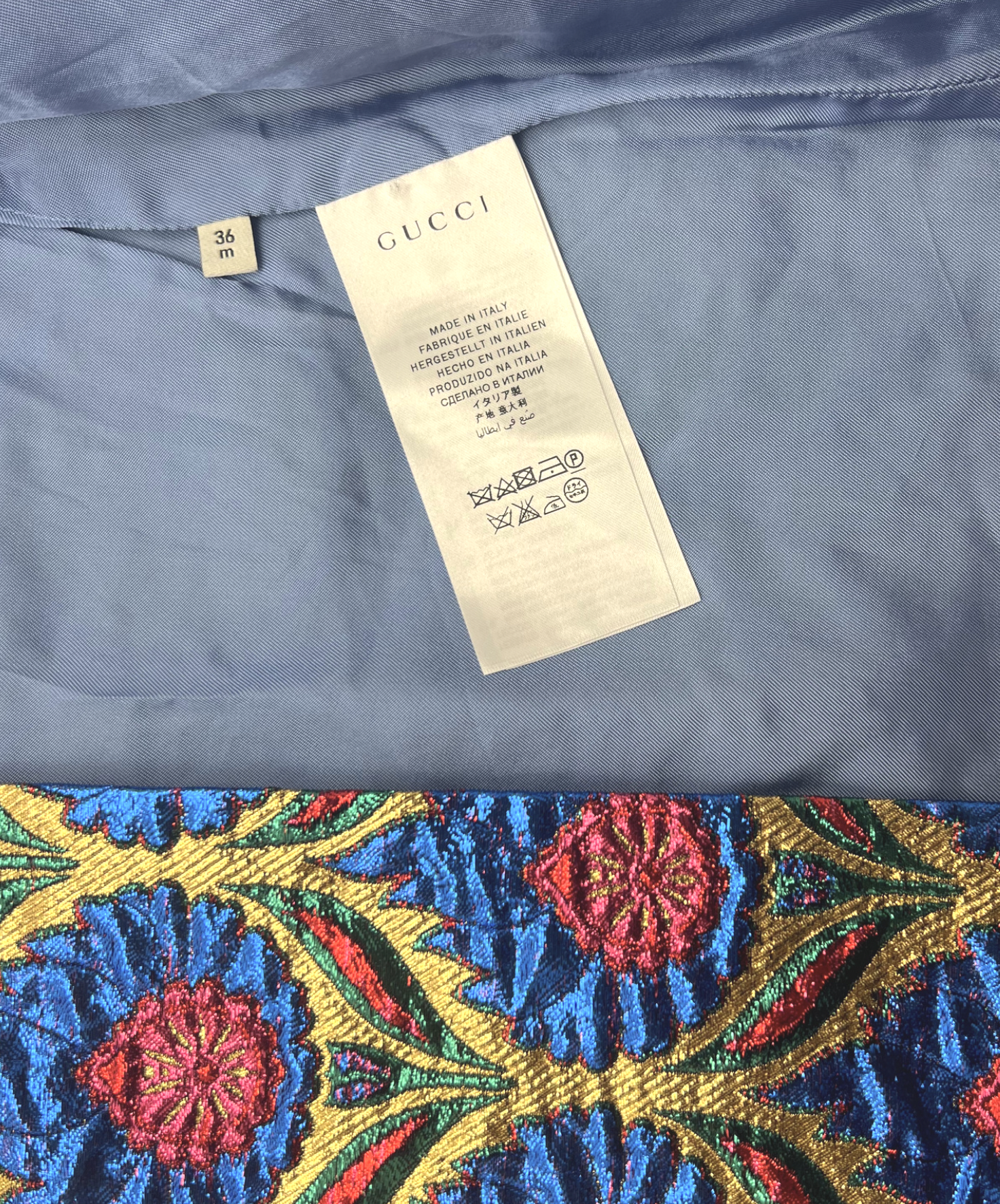 GUCCI - Straight jacket with flower patterns and velvet collar - 3 years old