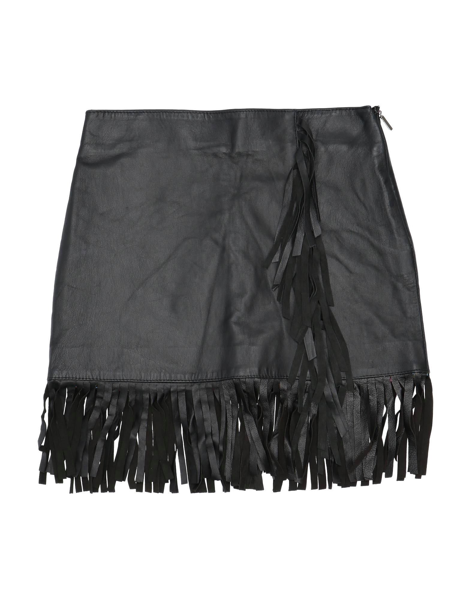 MSGM - Schwarzer Lederrock mit Fransen - 8 Jahre alt