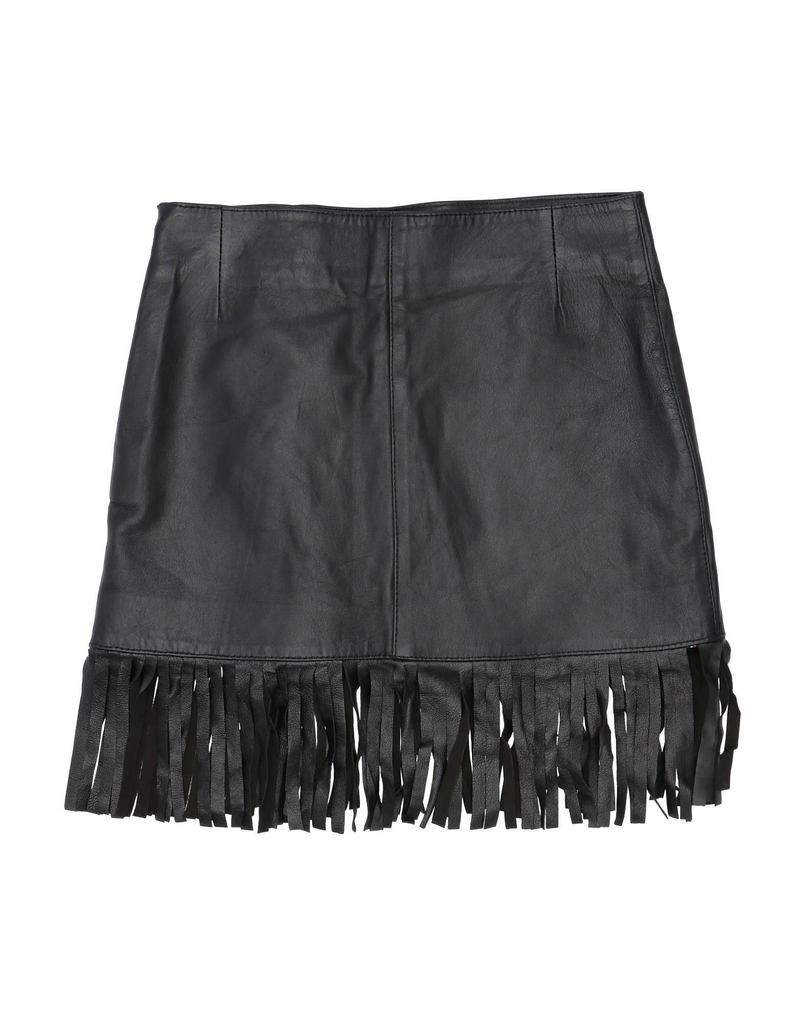 MSGM - Schwarzer Lederrock mit Fransen - 8 Jahre alt