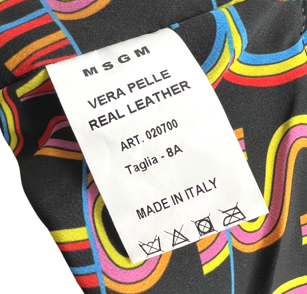 MSGM - Schwarzer Lederrock mit Fransen - 8 Jahre alt