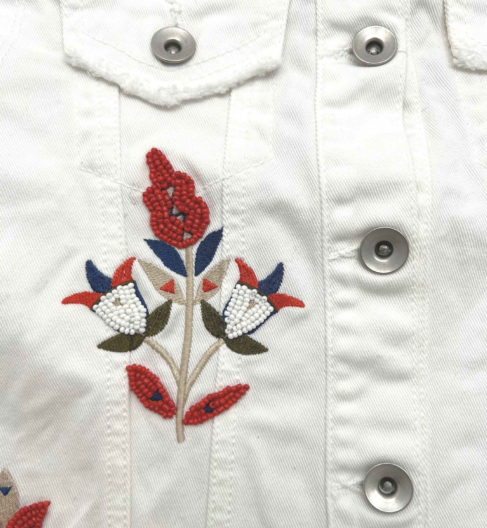 ALBERTA FERRETTI - Sleeveless denim jacket with embroidery & pearls - 8 years old