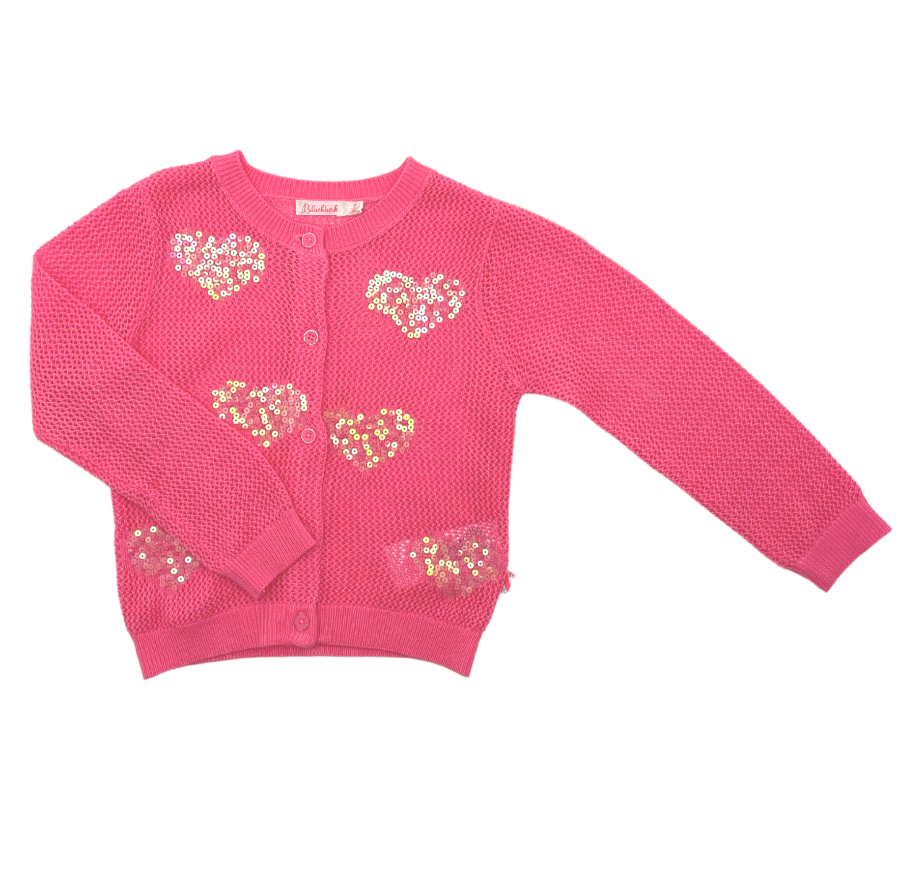 BILLIE BLUSH - Rosa Strickjacke mit Paillettenherzen - 2 Jahre alt