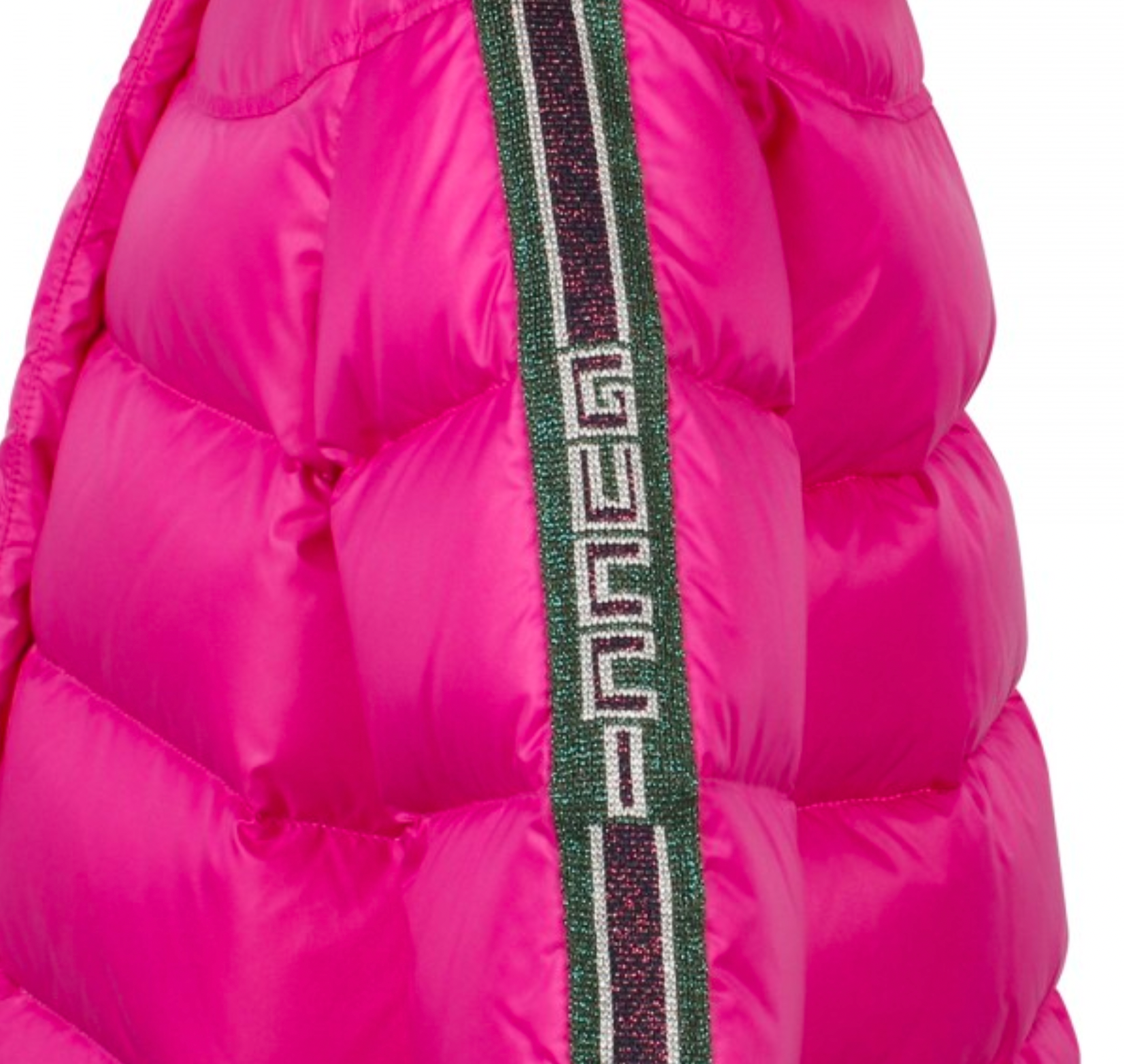 GUCCI - Doudoune rose fushia avec logo à paillettes sur les manches - 9/12 mois