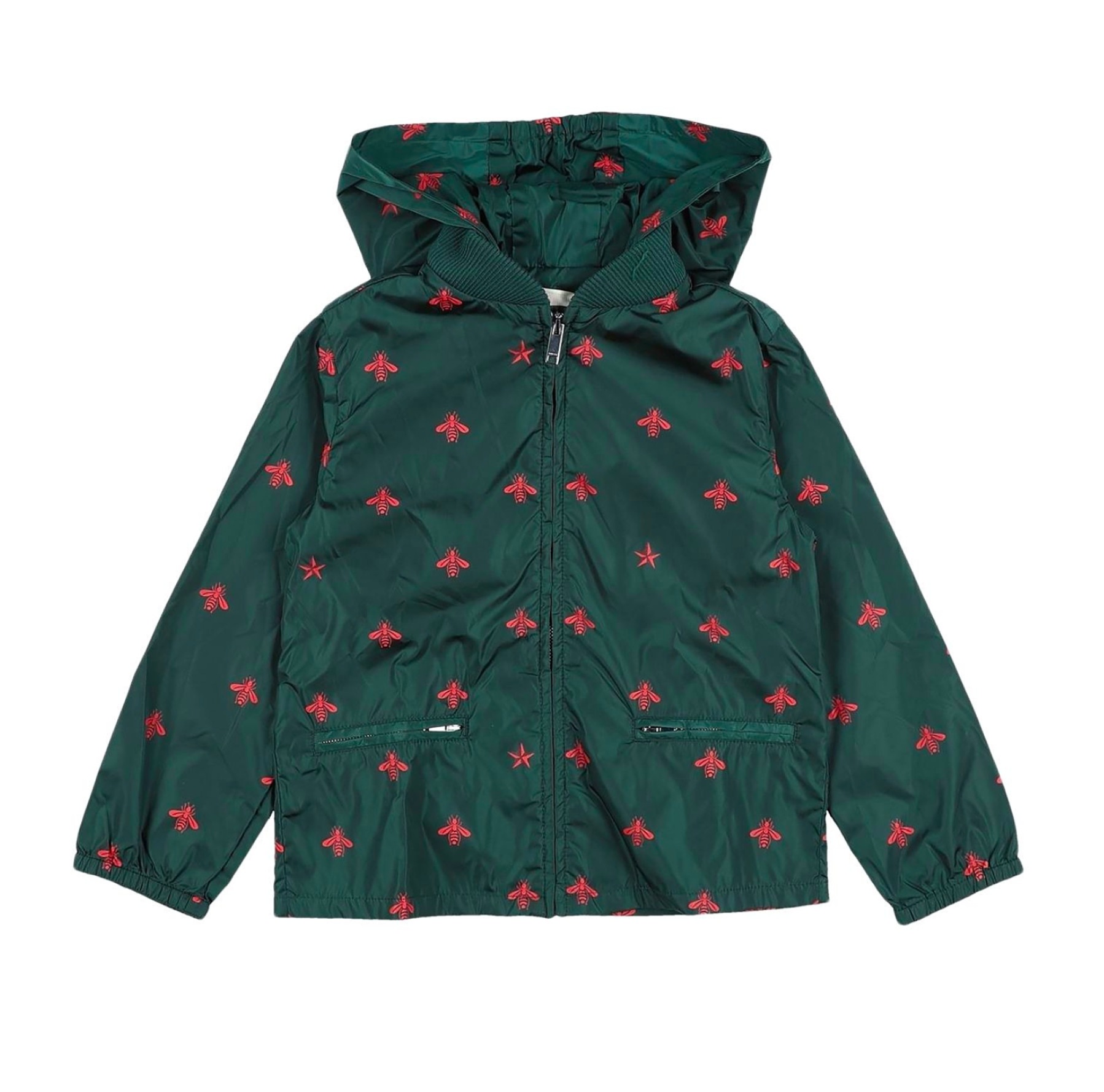 GUCCI - Blouson léger vert motif abeilles rouges - 6 ans