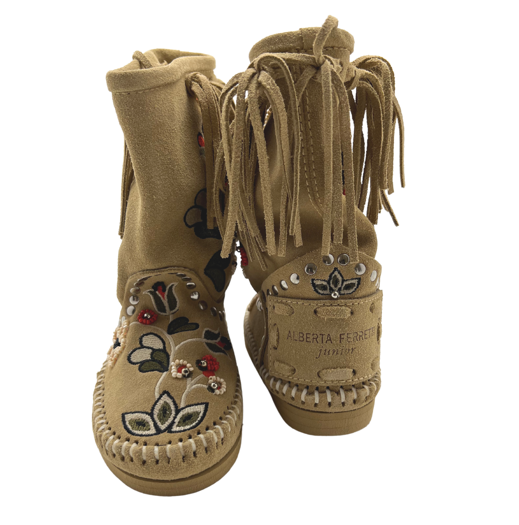 ALBERTA FERRETTI - Ankle boots with beige fringes - 28