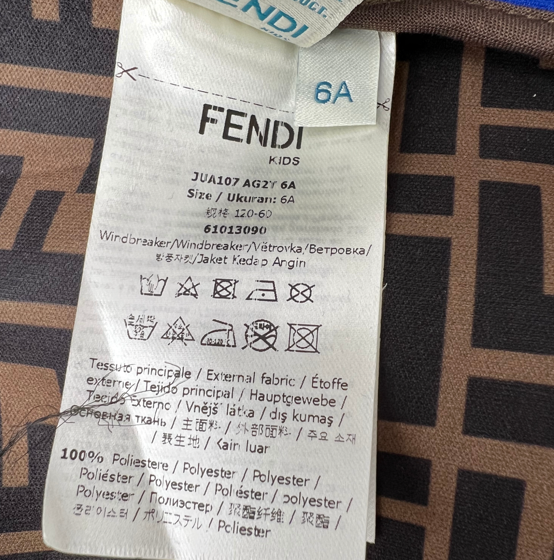 FENDI - Blue bomber jacket with white lines - 6 years old