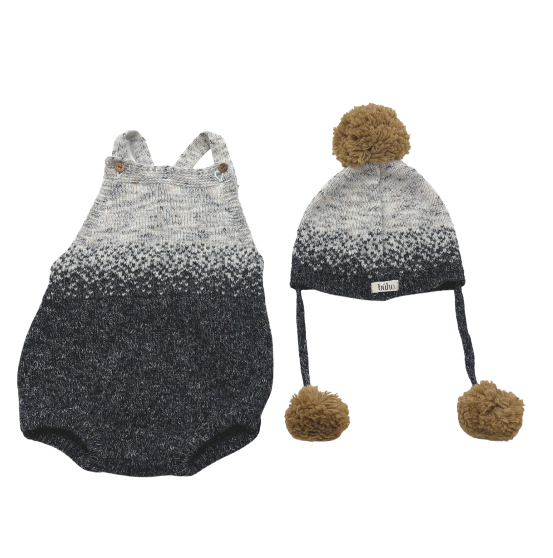 BÚHO - Wool romper set & matching hat - 2 years old